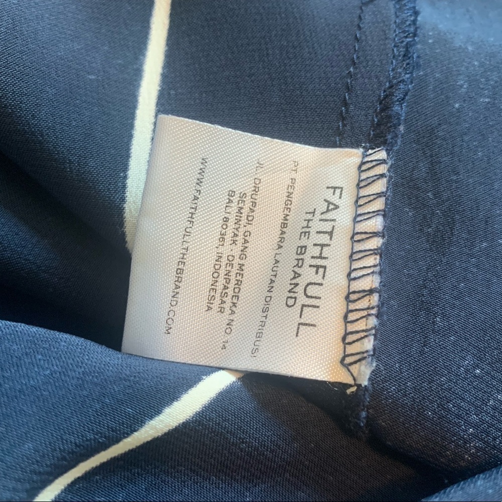 Faithfull the Brand Blue Striped Mini Dress Slip Satin V-back Size 4 - Picture 11 of 14